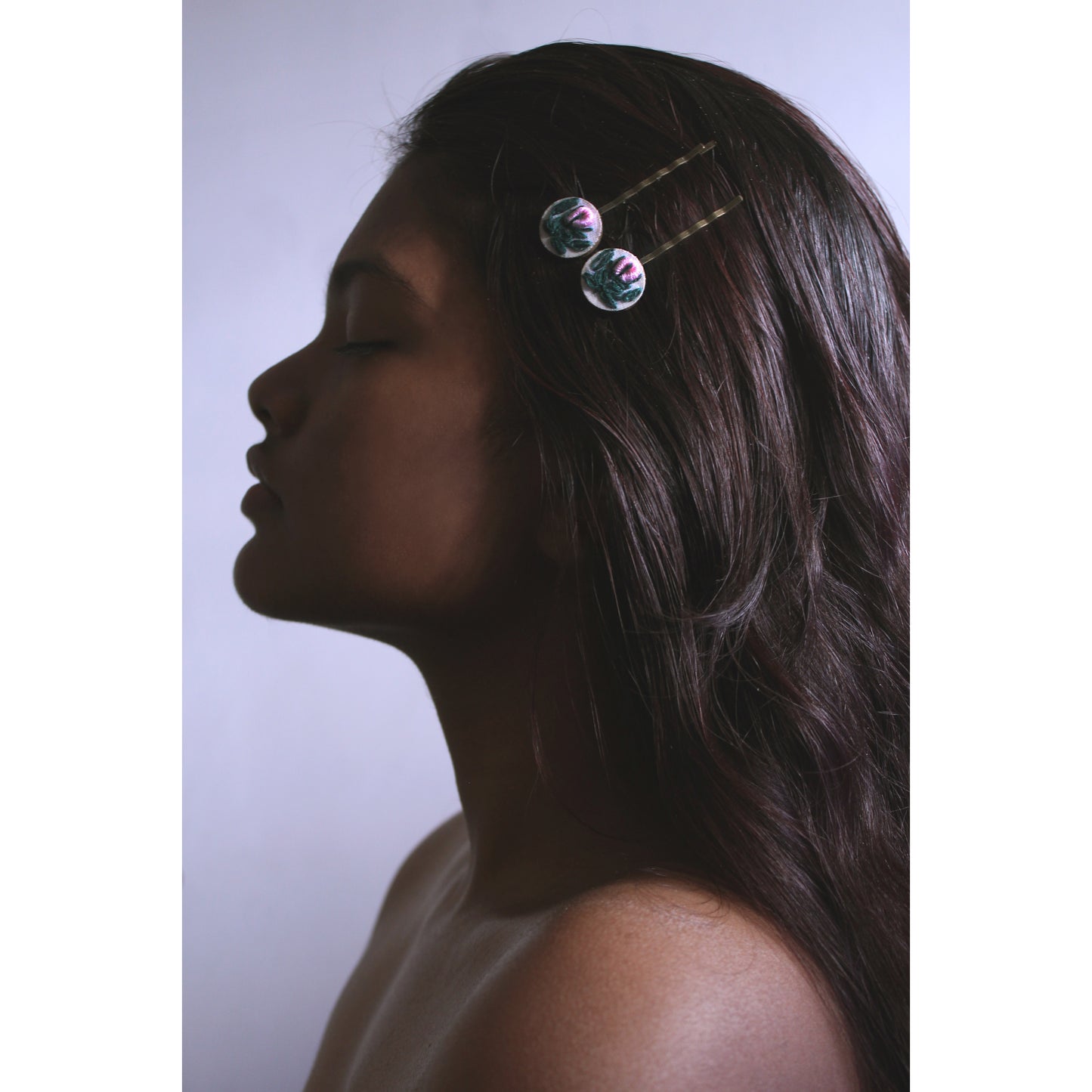 Light Pink Rose Bud Round Bobby Pins Set