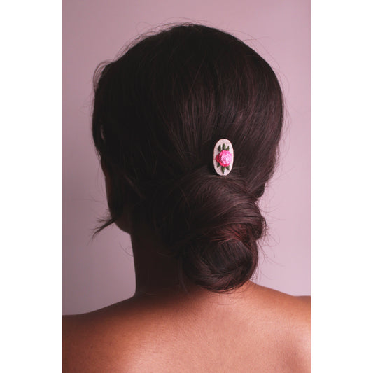 Pink Gradient Rose Oval Hair U-Pin