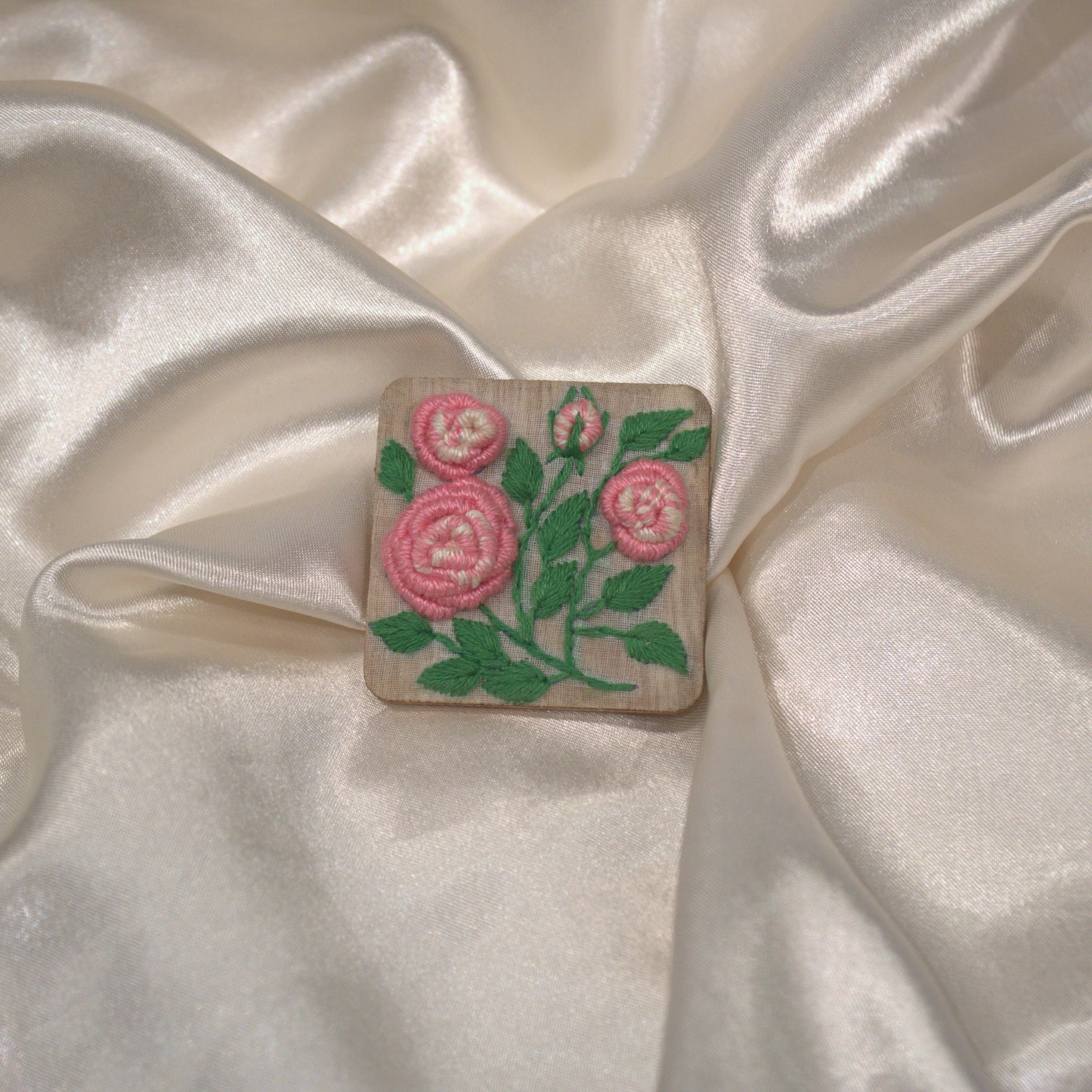 Light Pink Gradient Rose Branch Rectangular Alligator Hair Clip