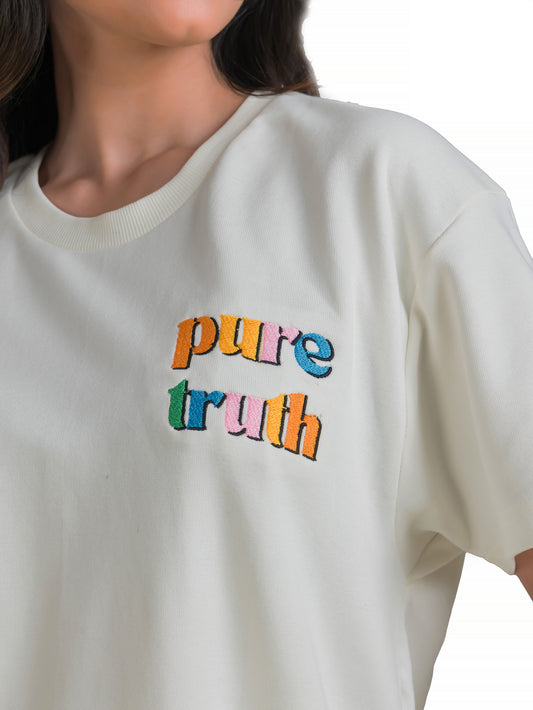 Pure Truth Embroidered Terry Cotton Oversized Tshirt