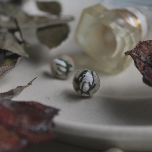 White Rose Bud Tiny Ear Studs