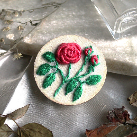 Peach Rose Branch Circular Alligator Hair Clip