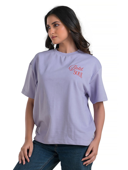Bold Soul Embroidered Terry Cotton Oversized Tshirt