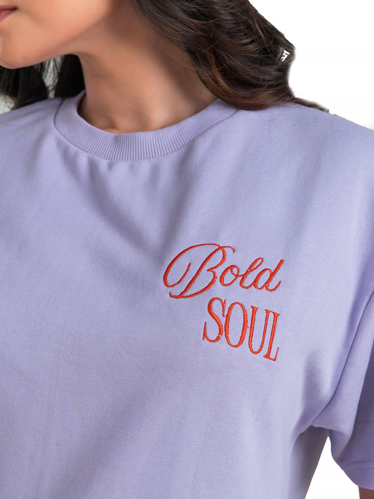 Bold Soul Embroidered Terry Cotton Oversized Tshirt
