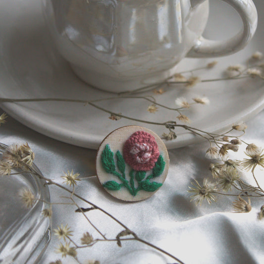 Mauve Rose Branch Round Adjustable Ring