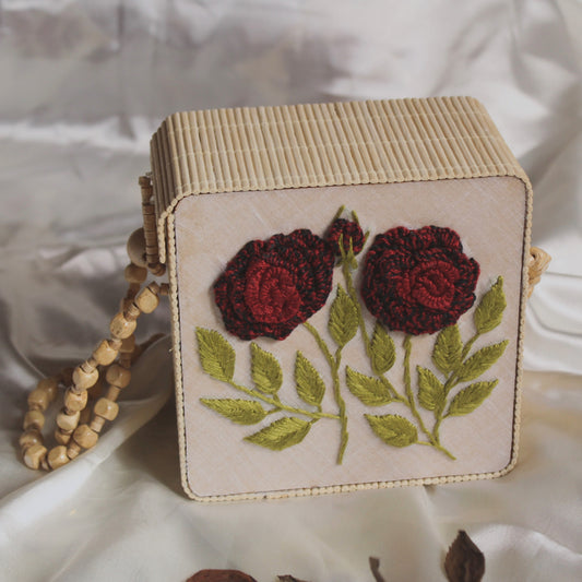 Maroon Gradient Rose Branch Square Handbag