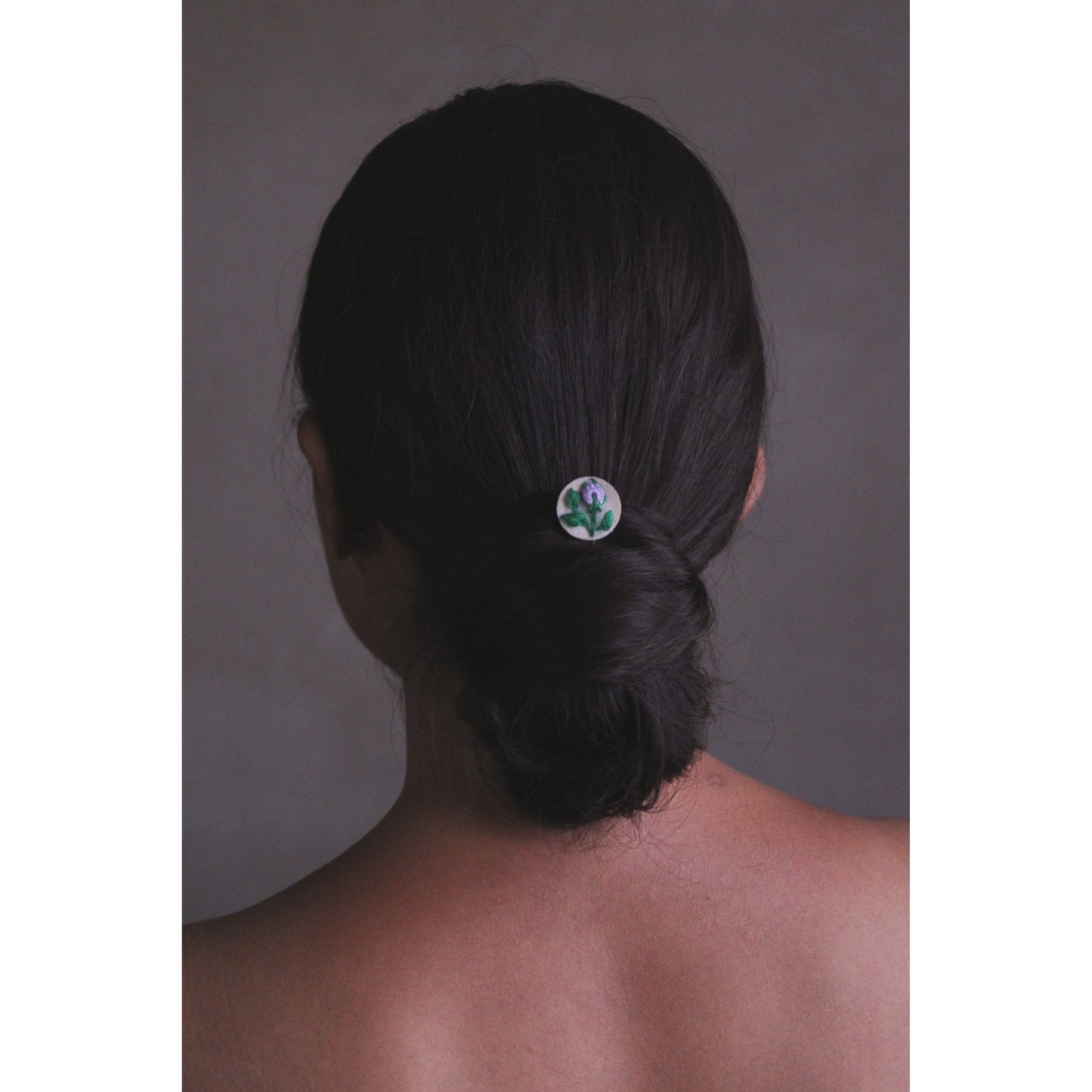 Lavender Rose Bud Round Hair U-Pin