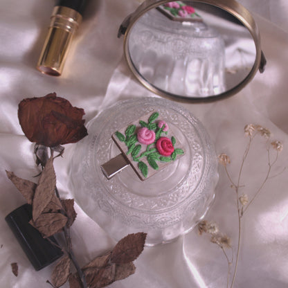 Pink Gradient Rose Branch Square Alligator Hair Clip