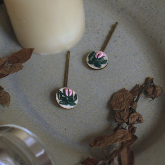 Light Pink Rose Bud Round Bobby Pins Set