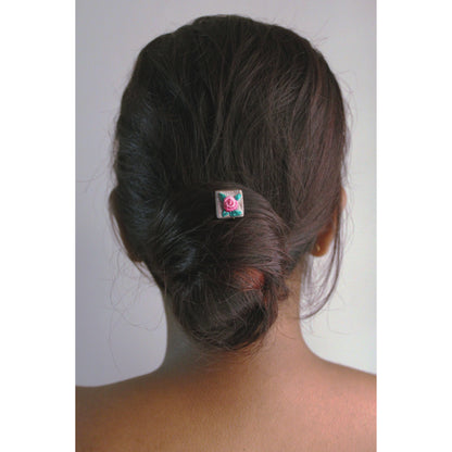 Pink Gradient Rose Branch Square Hair Pin