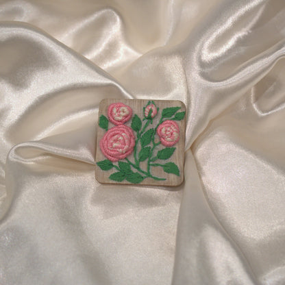 Light Pink Gradient Rose Branch Rectangular Alligator Hair Clip