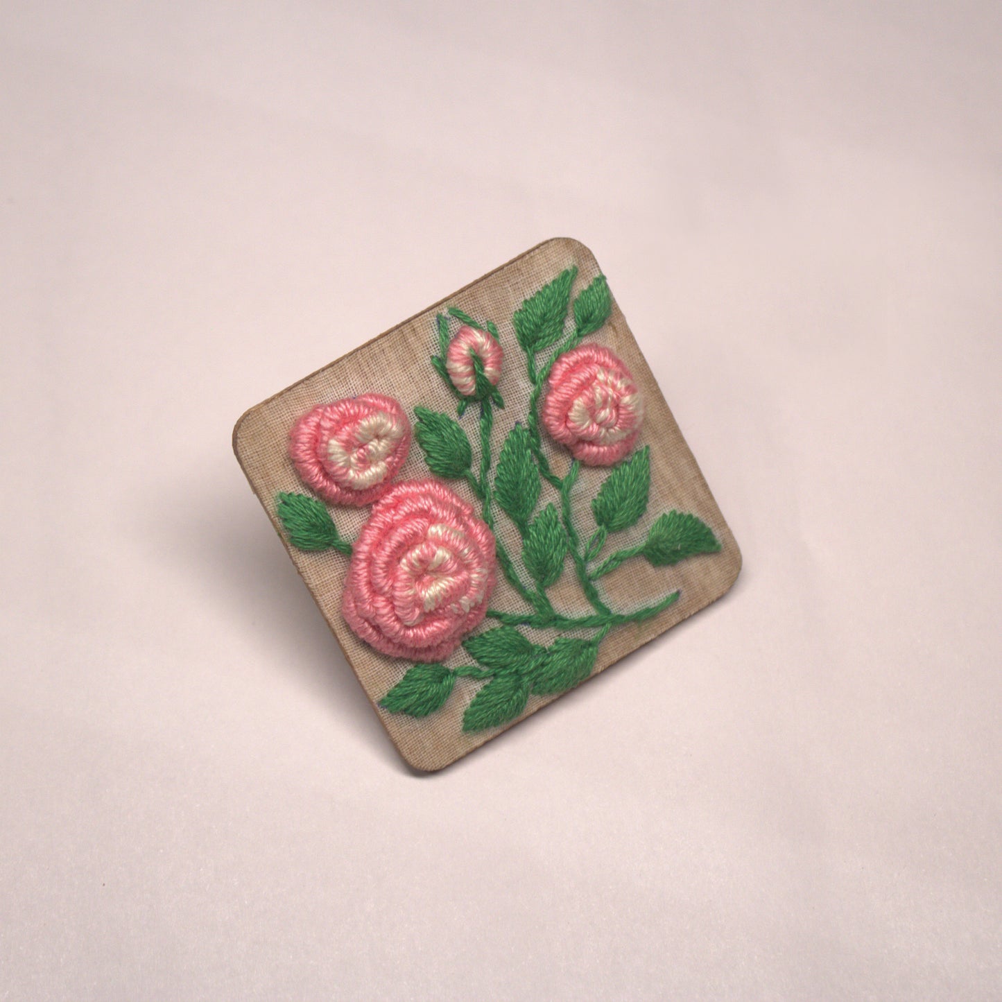 Light Pink Gradient Rose Branch Rectangular Alligator Hair Clip