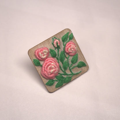 Light Pink Gradient Rose Branch Rectangular Alligator Hair Clip