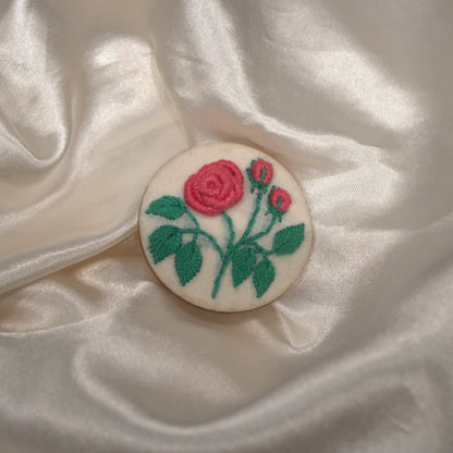 Peach Rose Branch Circular Alligator Hair Clip