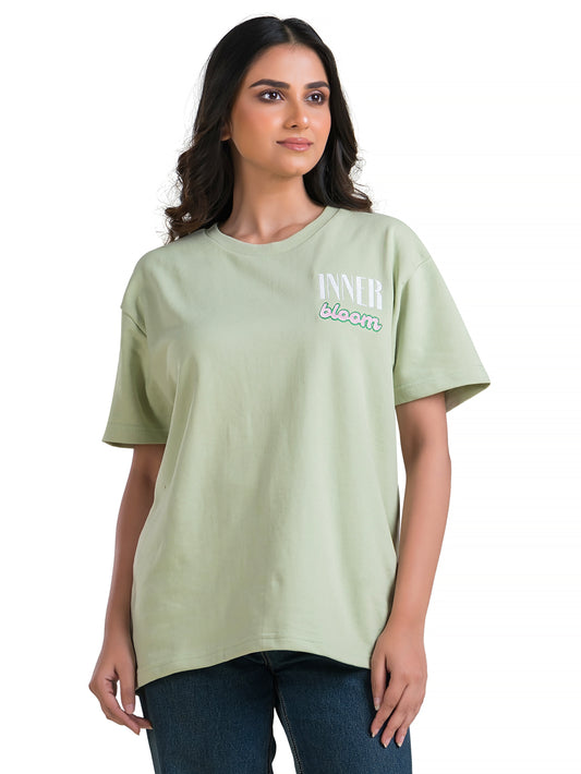 Inner Bloom Embroidered Terry Cotton Oversized Tshirt
