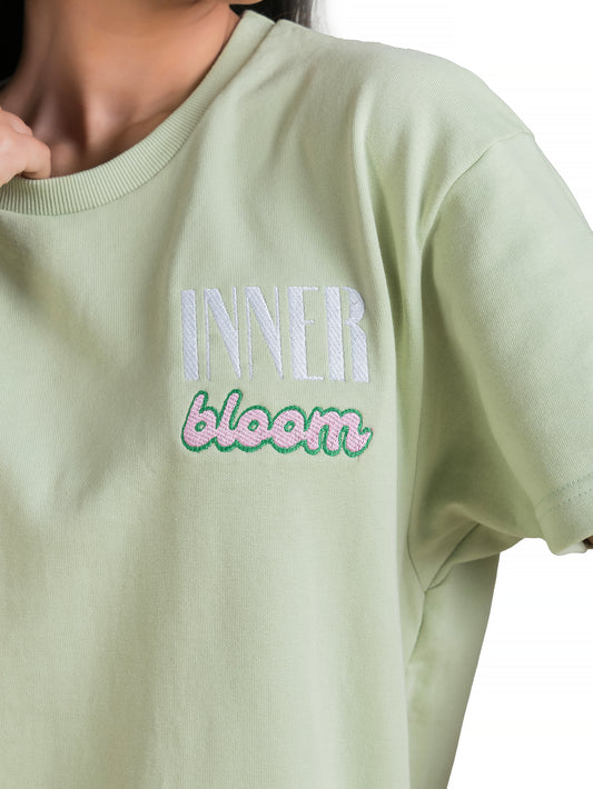Inner Bloom Embroidered Terry Cotton Oversized Tshirt
