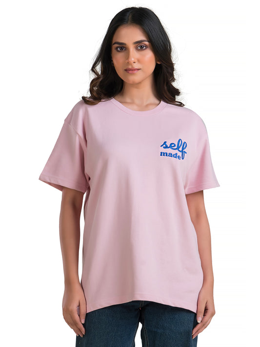 Self Made Embroidered Terry Cotton Oversized Tshirt