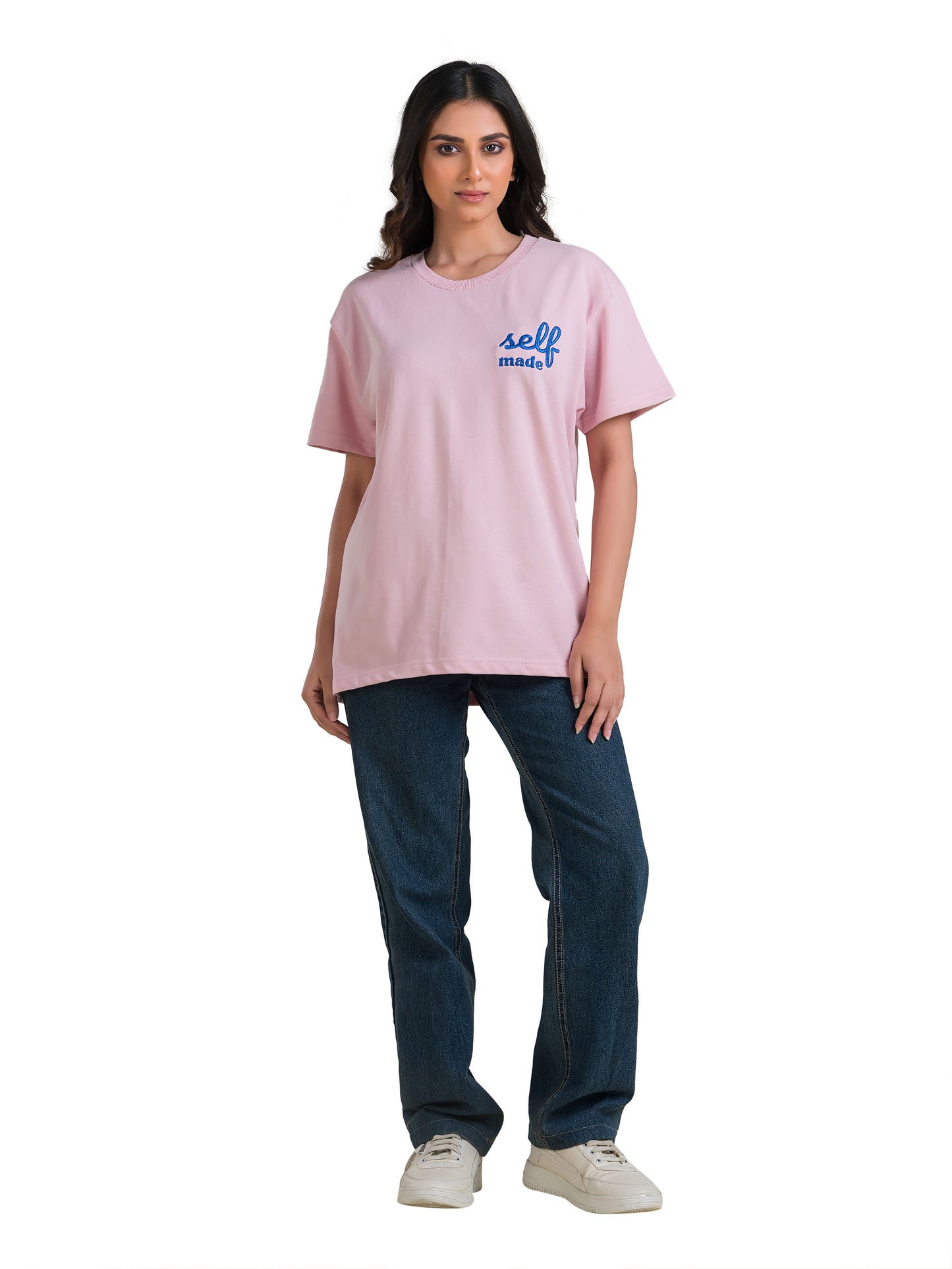 Self Made Embroidered Terry Cotton Oversized Tshirt