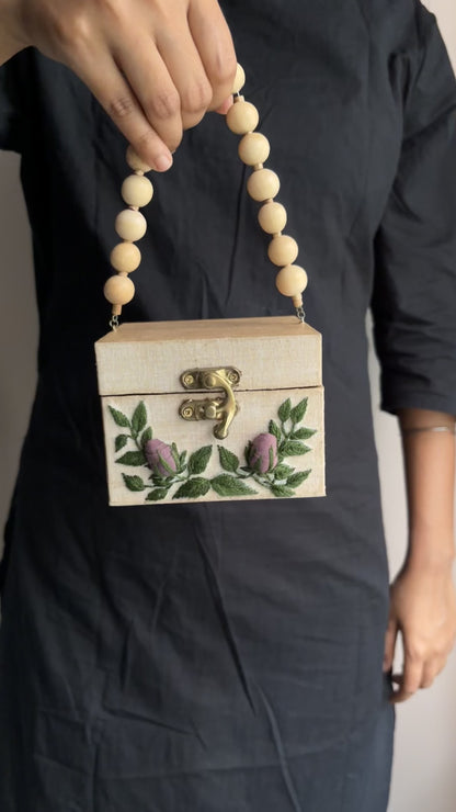 Maroon Rose Branch Box Handbag