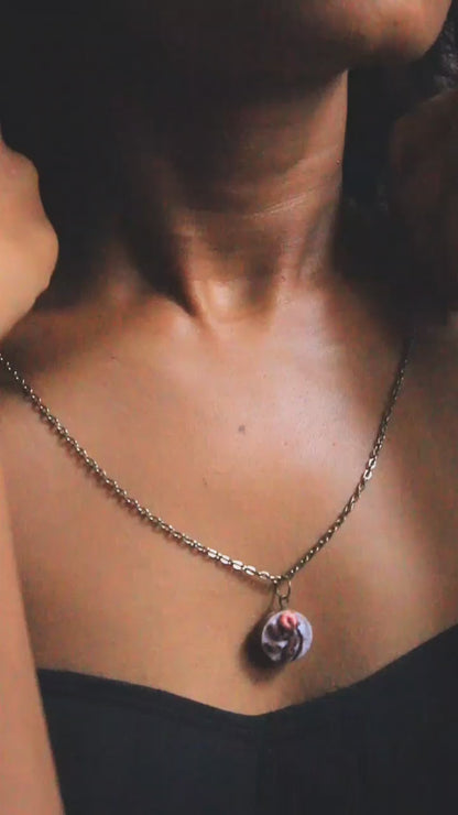 Peach Rose Bud Round Necklace